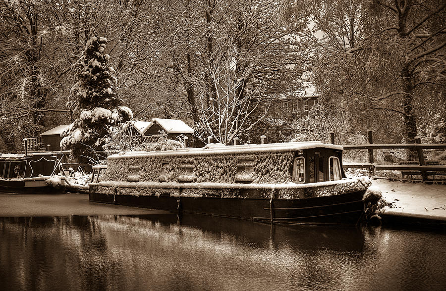 Frozen Narrowboat #2 Photograph by Mark Llewellyn
