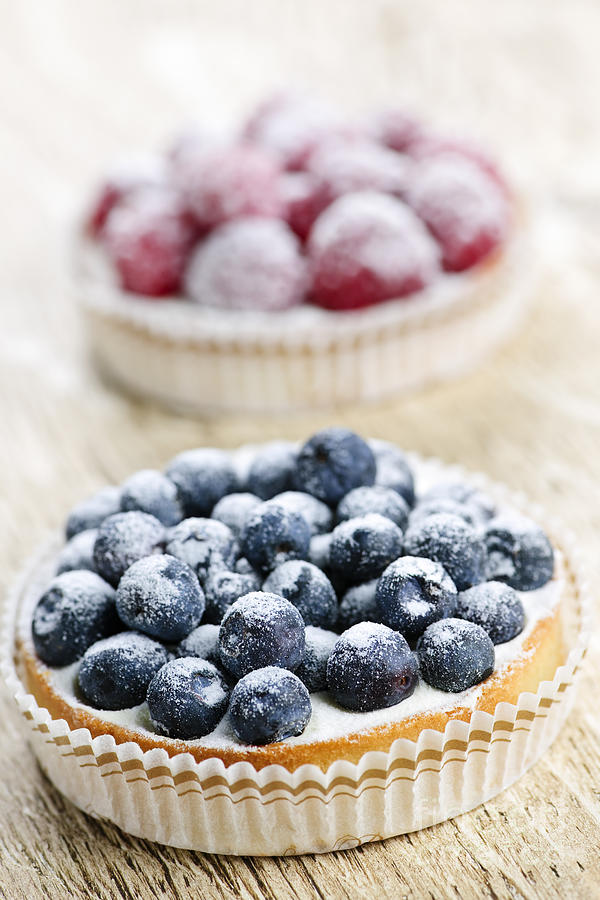 Blueberry Photograph - Fruit tarts 3 by Elena Elisseeva