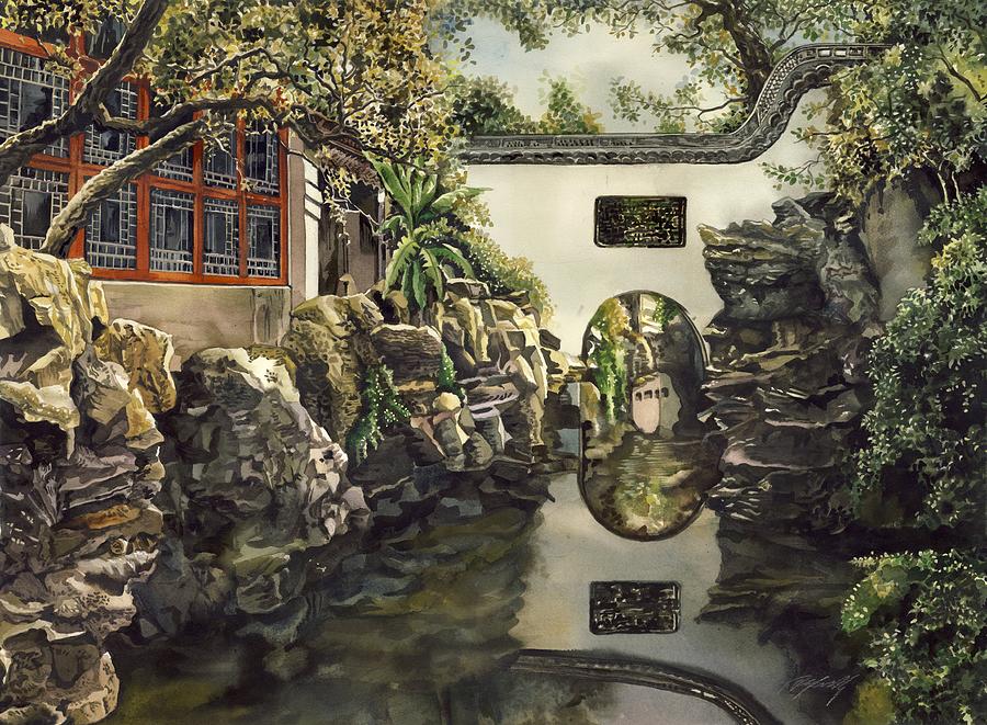 Garden in China #1 Painting by Alfred Ng