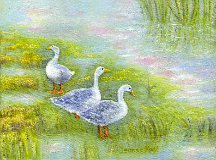 Geese at Sunset #2 Painting by Jeanne Juhos