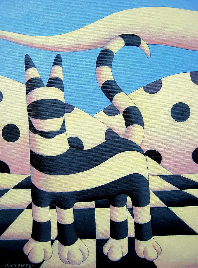 Genetic cat in polkascape Painting by Alan Kenny