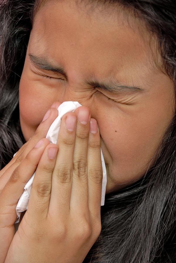 Girl Blowing Her Nose Photograph by Aj Photo/science Photo Library - Pixels