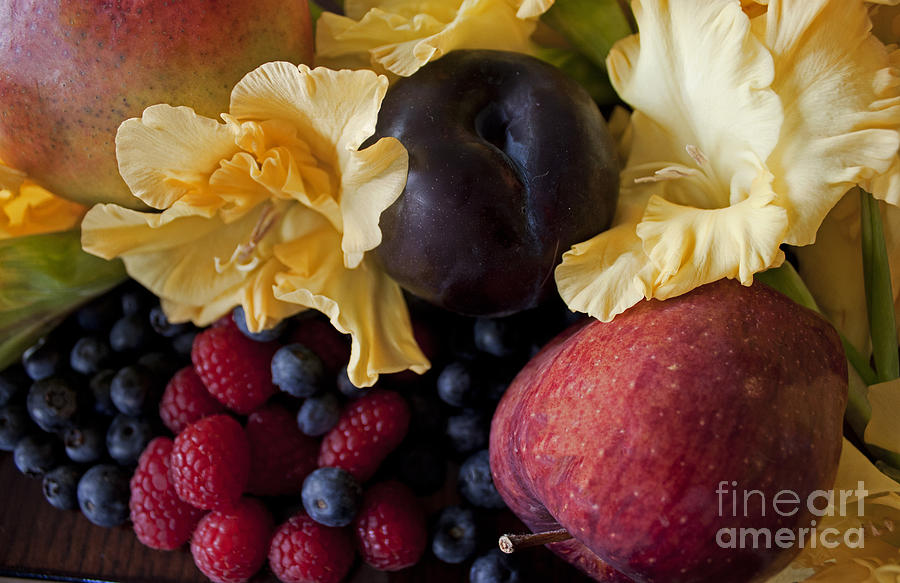 Gladiolus and Fruits Photograph by Ivete Basso Photography