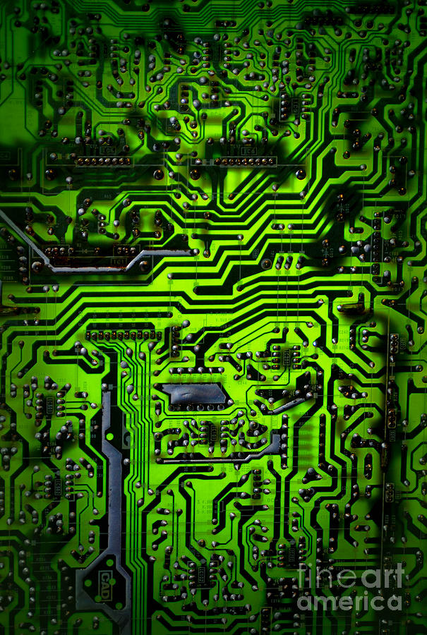 Glowing Green Circuit Board #2 Photograph by Amy Cicconi
