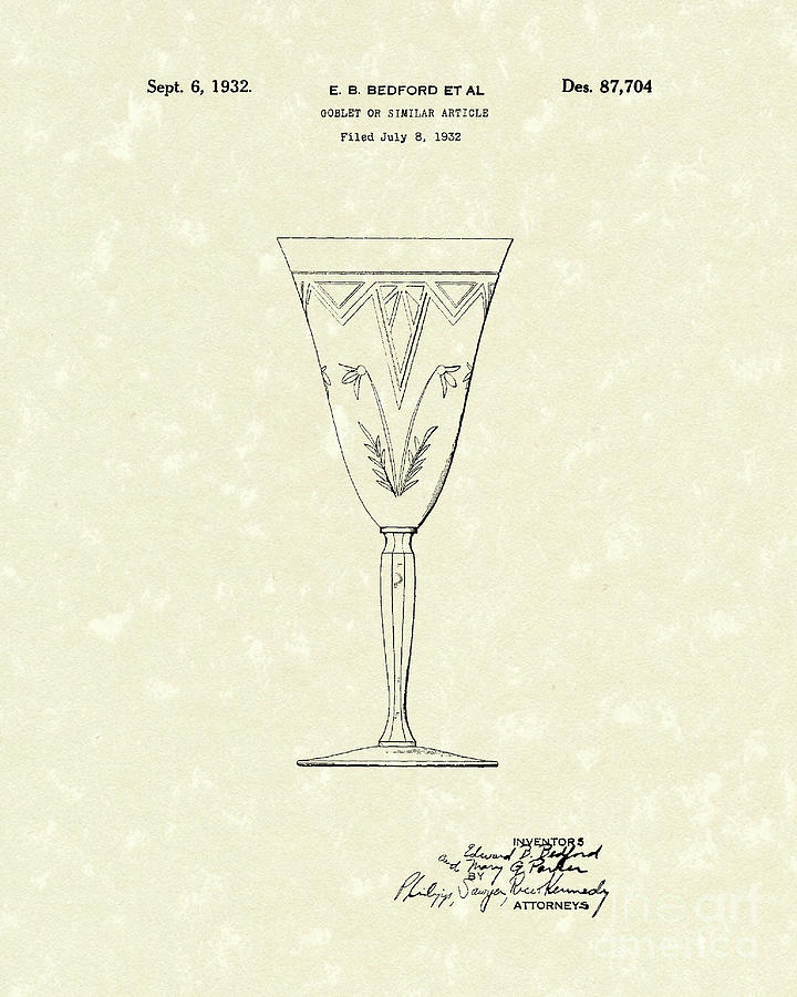 Goblet 1932 Patent Art #2 Drawing by Prior Art Design