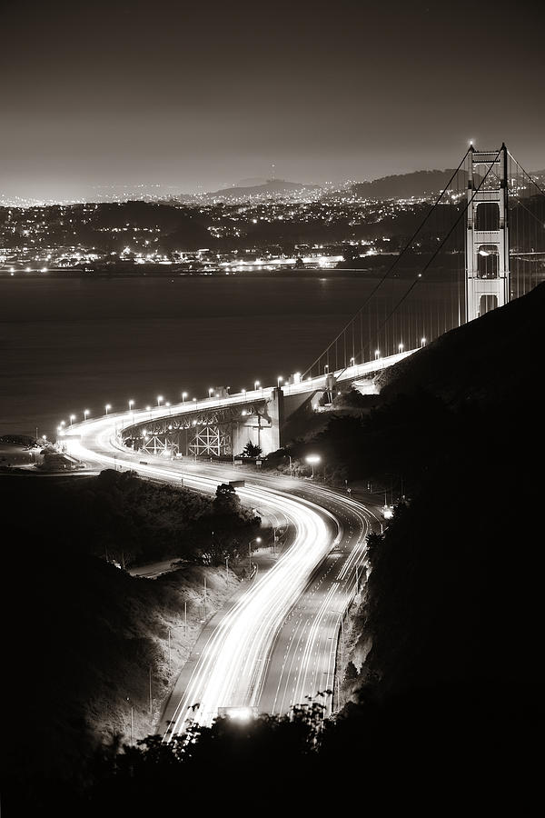 Golden Gate Bridge at night #2 Photograph by Songquan Deng
