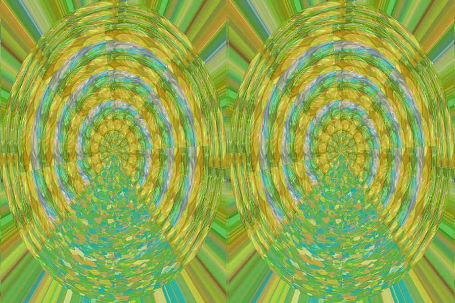 Unique Mixed Media - Golden Green Beads Crystals Pattern Chakra Mandala Style  signature art  NavinJoshi Artist created I #2 by Navin Joshi
