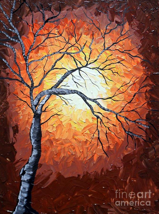 Impressionism Painting - Golden Night Tree by Susan Wahlfeldt