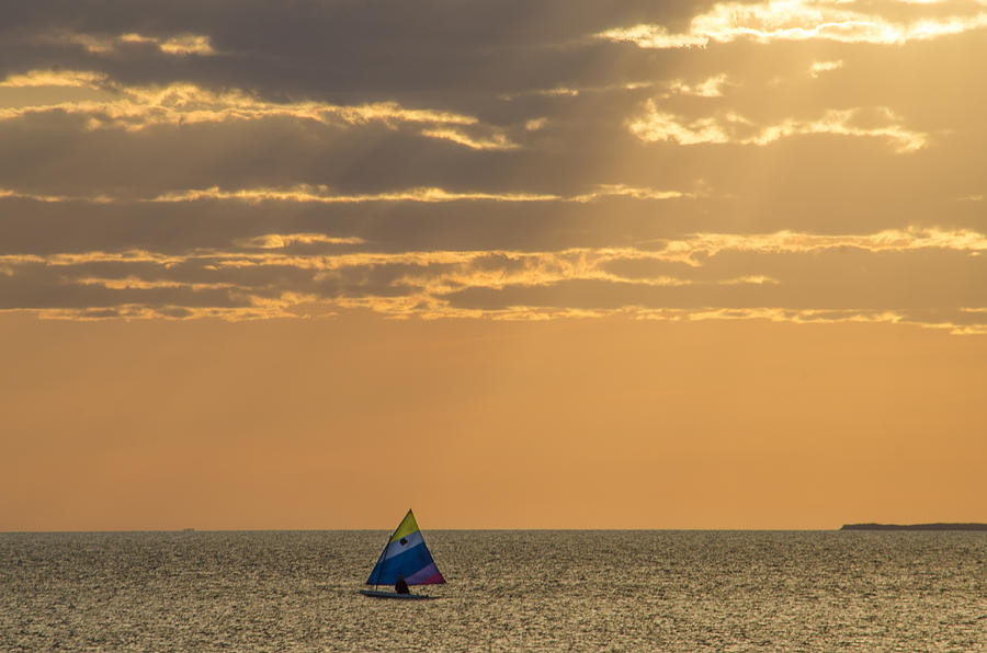 Golden Sail on Menemsha Bight #2 Photograph by Steve Myrick
