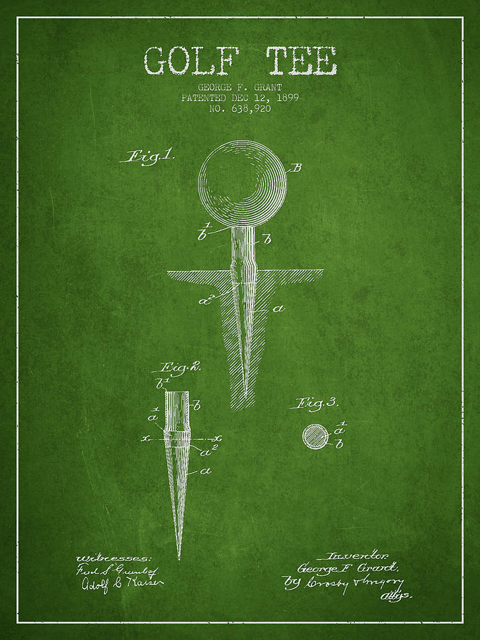 Golf Tee Patent Drawing From 1899 Digital Art