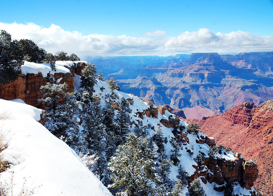 Grand Canyon panorama view in winter with snow #2 Photograph by Songquan Deng