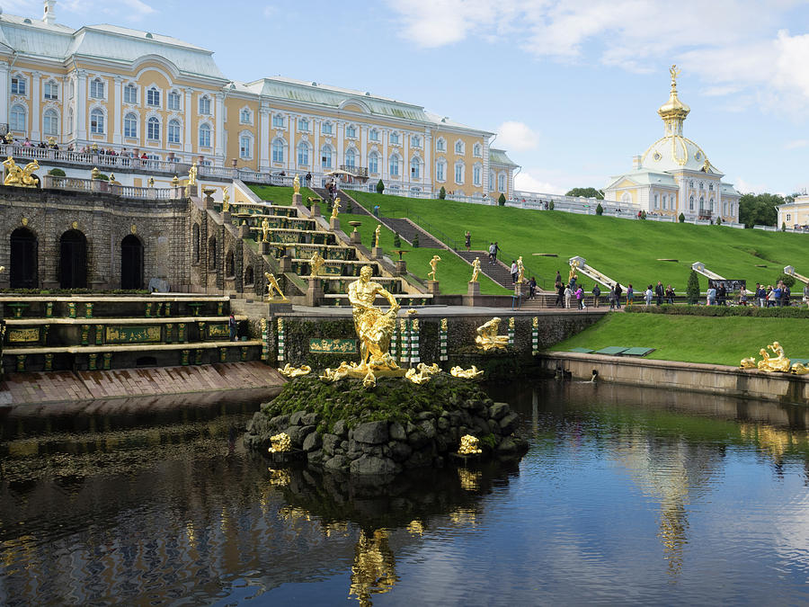Grand Cascade Fountains At Peterhof #2 Photograph by Panoramic Images