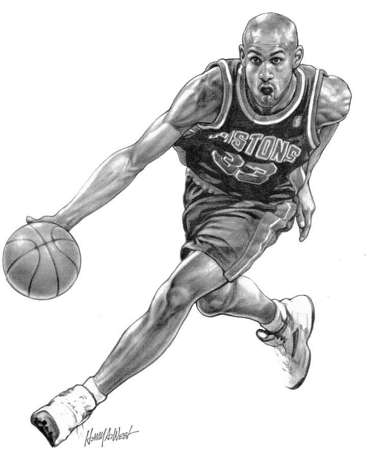 Grant Hill Drawing - Grant Hill #2 by Harry West