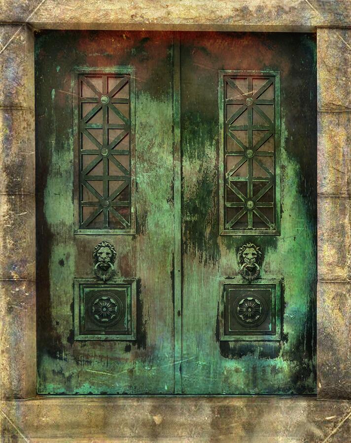 Architecture Photograph - Green Doors by Gothicrow Images