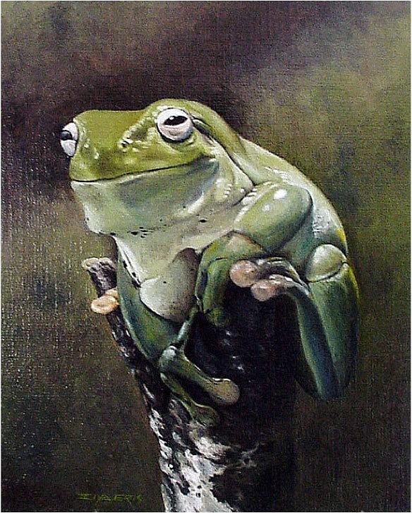 Green Frog Painting by Ziya Eris - Pixels