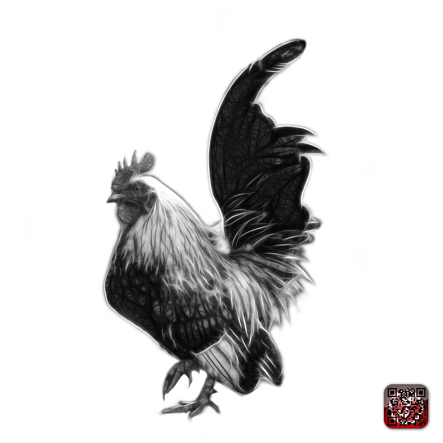 Greyscale Rooster Pop Art - 4602 - bb - James Ahn #2 Digital Art by James Ahn