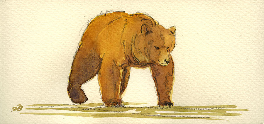 Wildlife Painting - Grizzly bear #2 by Juan  Bosco