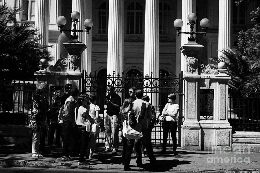 Landmark Photograph - guided tour group outside the former national congress building Santiago Chile #2 by Joe Fox