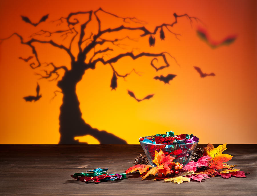 Halloween tree bats and sweets #2 Photograph by U Schade