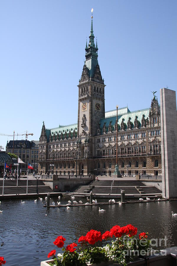 Architecture Photograph - Hamburg - City Hall with Fleet - Germany by Christiane Schulze Art And Photography