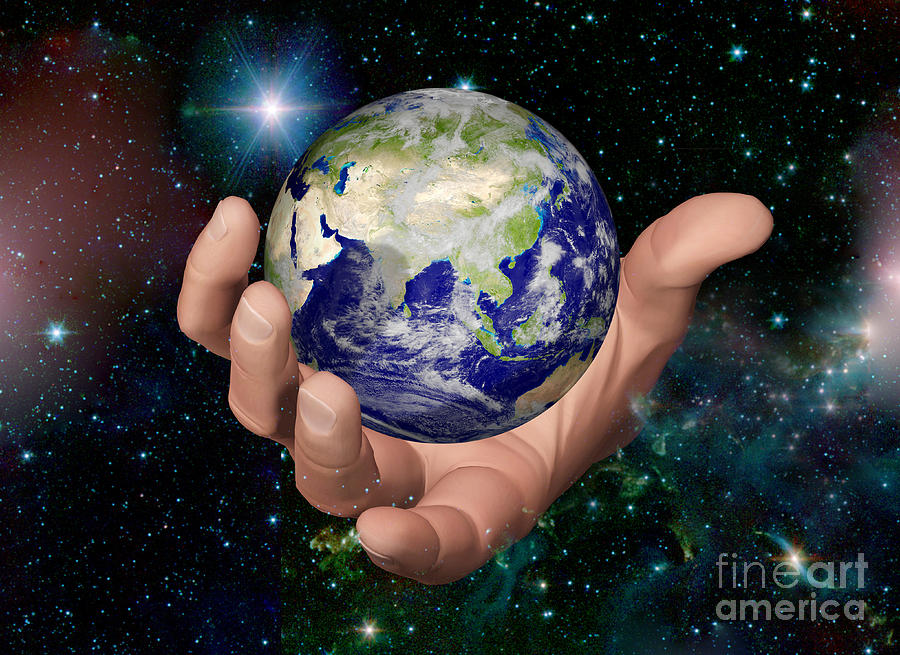 Hand Holding The Earth #2 Photograph by Scott Camazine