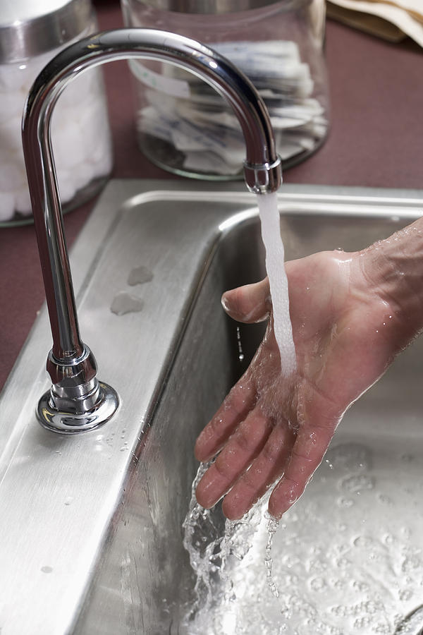 Doctor Photograph - Hand Washing With Antibacterial Soap #2 by Science Stock Photography