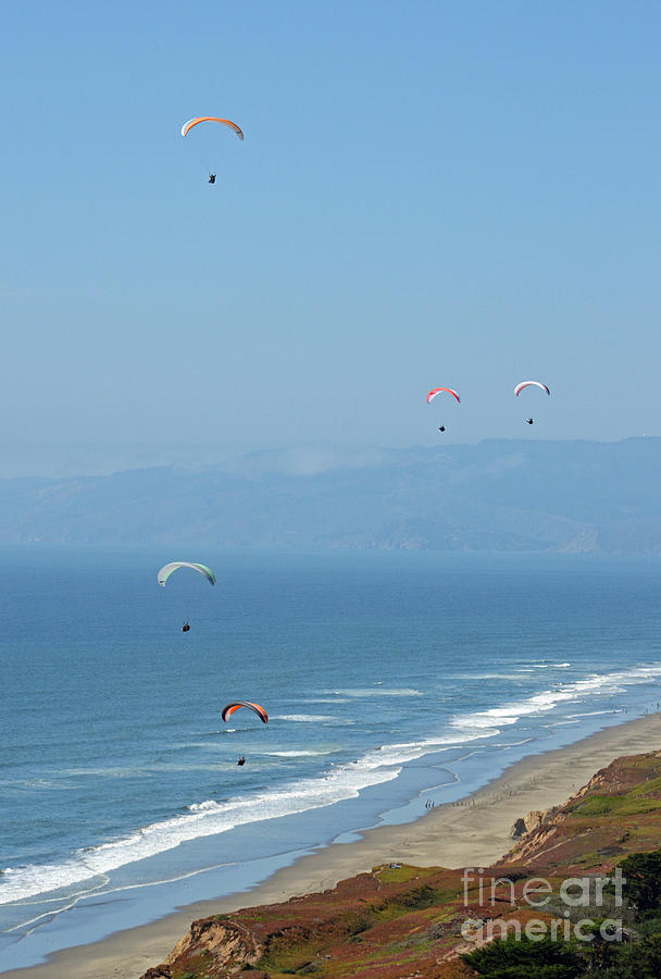 Hang Gliding In Daly City by the Pacific Ocean #1 Photograph by Jim Fitzpatrick