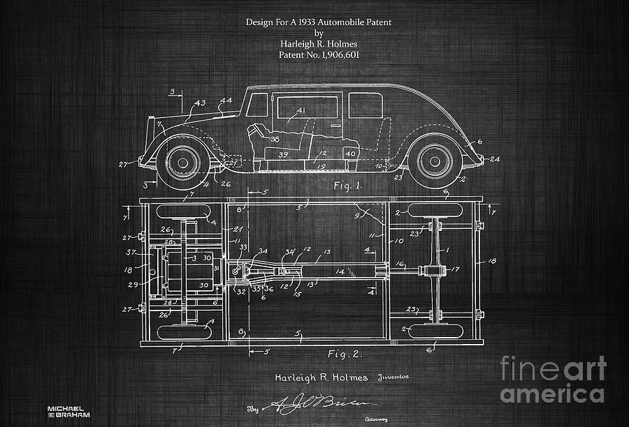 Harleigh Holmes Automobile Patent From 1932 Photograph