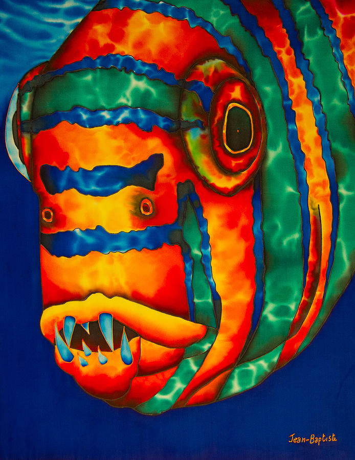 Harlequin Tusk Fish Painting by Daniel Jean-Baptiste