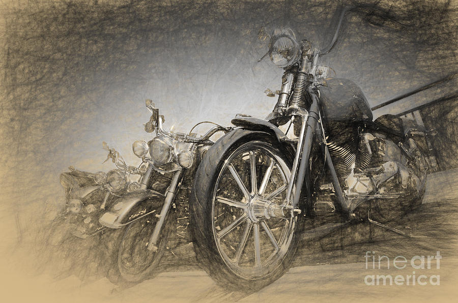 Harley Davidsons #2 Digital Art by Perry Van Munster