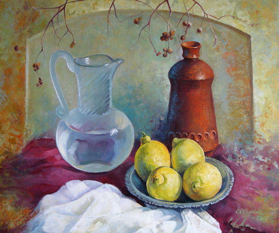 Lemon Painting - Harmony  Still Life by Elena Oleniuc