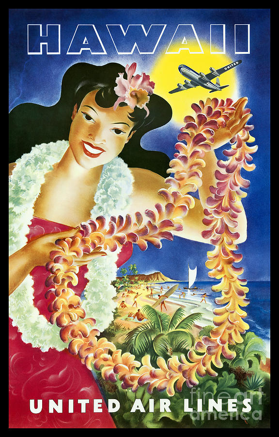 Hawaii Vintage Travel Poster #2 Drawing by Jon Neidert