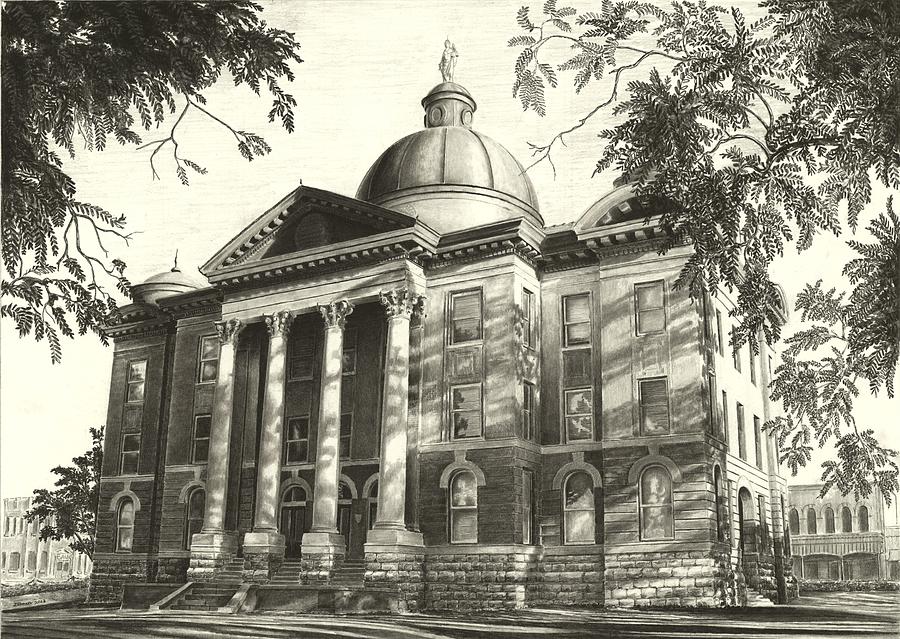 Hays County Courthouse Drawing by Norman Bean Pixels