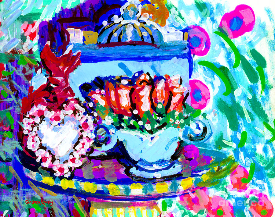 Heart Roses and Tiara #2 Painting by Candace Lovely