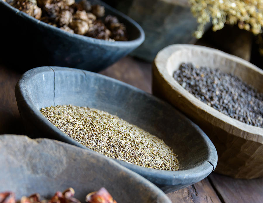 Herbs and spices in bowls #2 Photograph by Dutourdumonde Photography