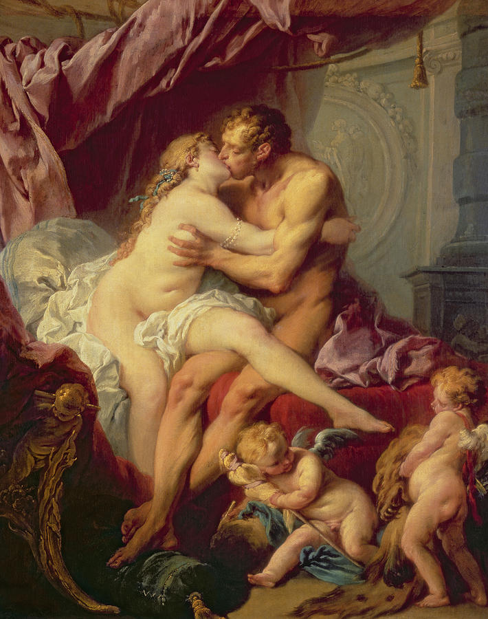 Nude Painting - Hercules and Omphale by Francois Boucher