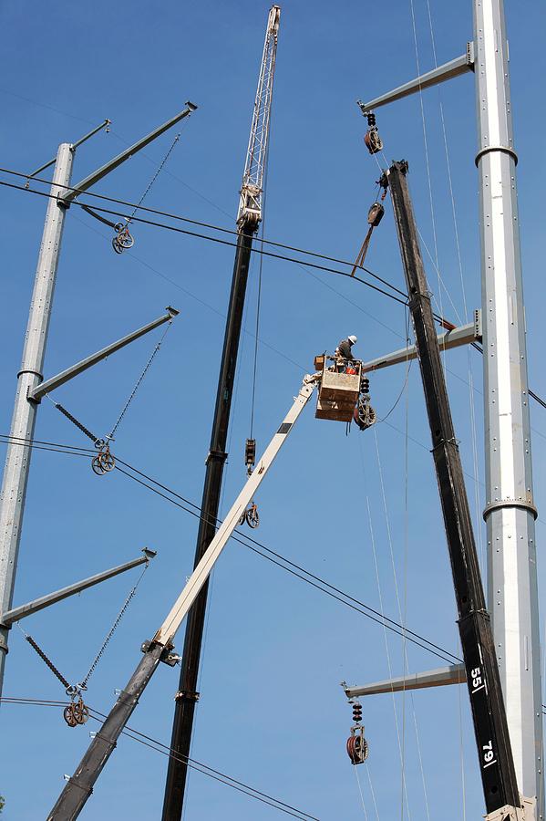 High Voltage Power Line Construction Photograph by Jim West | Fine Art ...