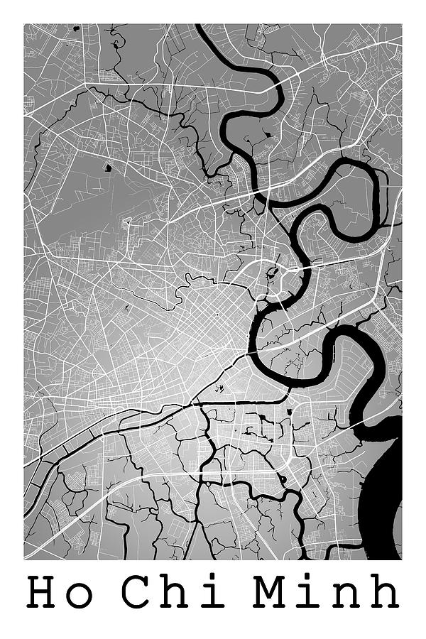 Map Digital Art - Ho Chi Minh City Street Map - Ho Chi Minh City Vietnam Road Map  #2 by Jurq Studio
