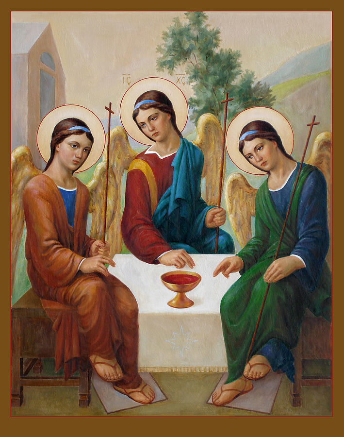 Byzantine Painting - Three Angels - The Most Holy Trinity by Svitozar Nenyuk