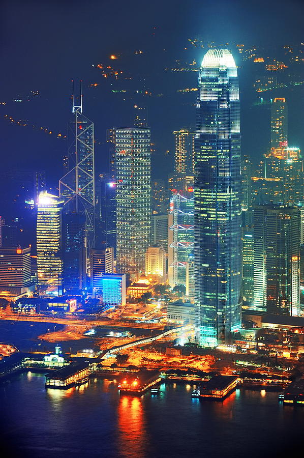 Hong Kong Aerial Night Photograph