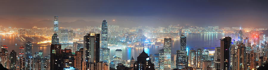 Hong Kong at night #2 Photograph by Songquan Deng