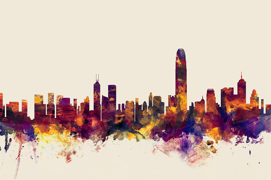 Hong Kong Digital Art - Hong Kong Skyline #2 by Michael Tompsett
