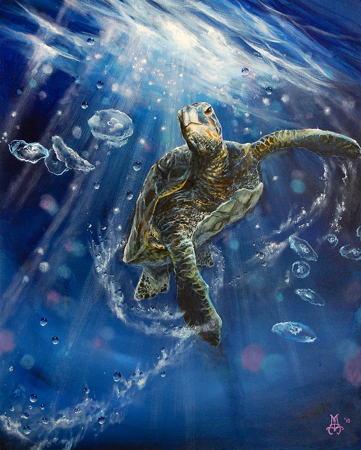 Turtle Painting - Honus Dance by Marco Aguilar
