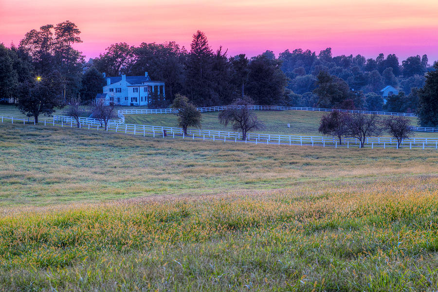 Horse Farm Sunset Photograph