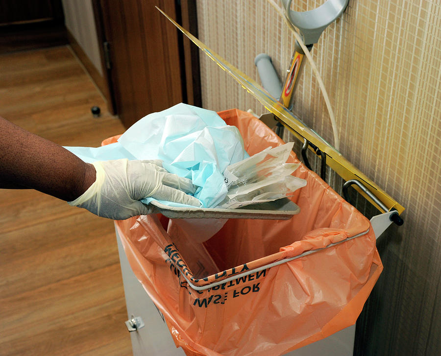 Glove Photograph - Hospital Waste Disposal Routine #2 by Public Health England/science Photo Library
