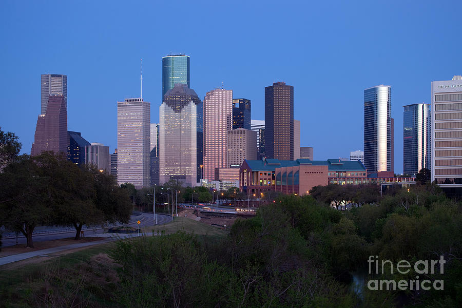 Houston Photograph - Houston Skyline at dusk #2 by Bill Cobb