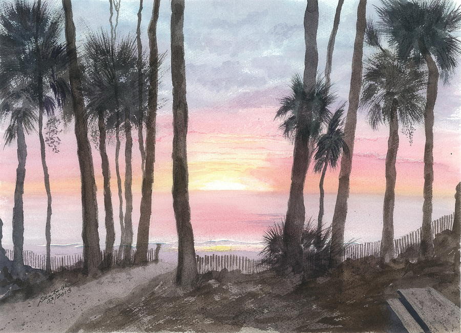 Hunting Island State Park Painting - Hunting Island Sunrise #1 by Joel Deutsch