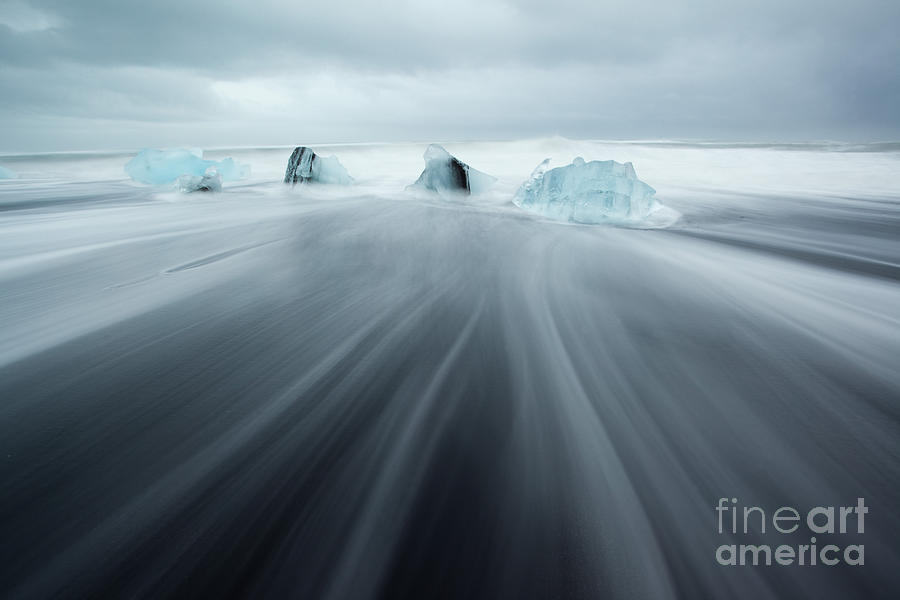 Icebergs on black sand beach Iceland #2 Photograph by Matteo Colombo