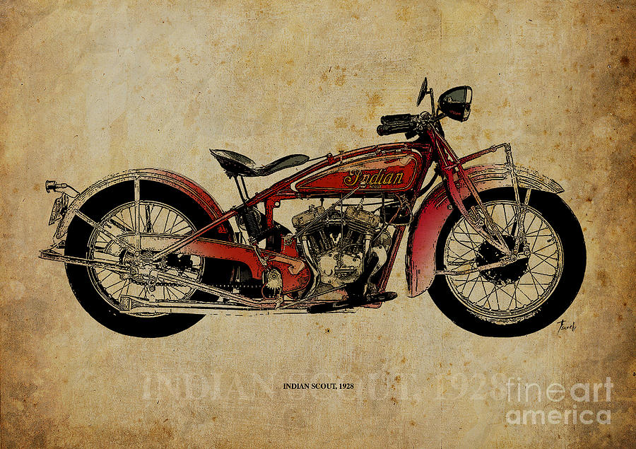 Indian Scout Digital Art - Indian Scout 1928 by Drawspots Illustrations