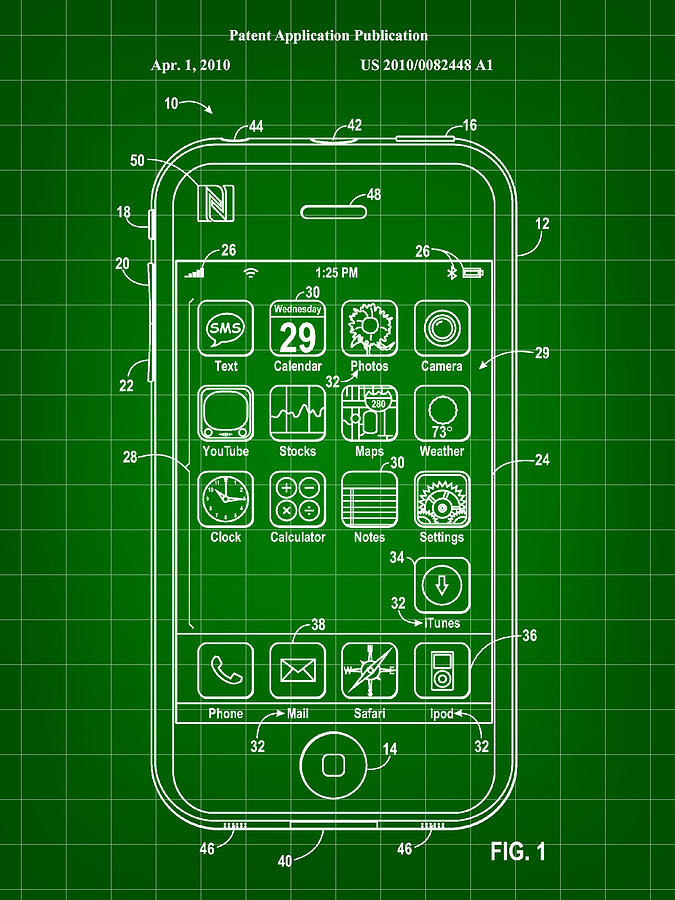 iPhone Patent - Green Digital Art by Stephen Younts